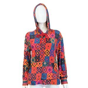 Farm Rio For Anthropologie Womens Geometric Hooded Pullover Multicolor M